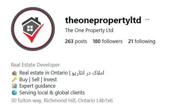 The One Property Instagram profile and brand logo
