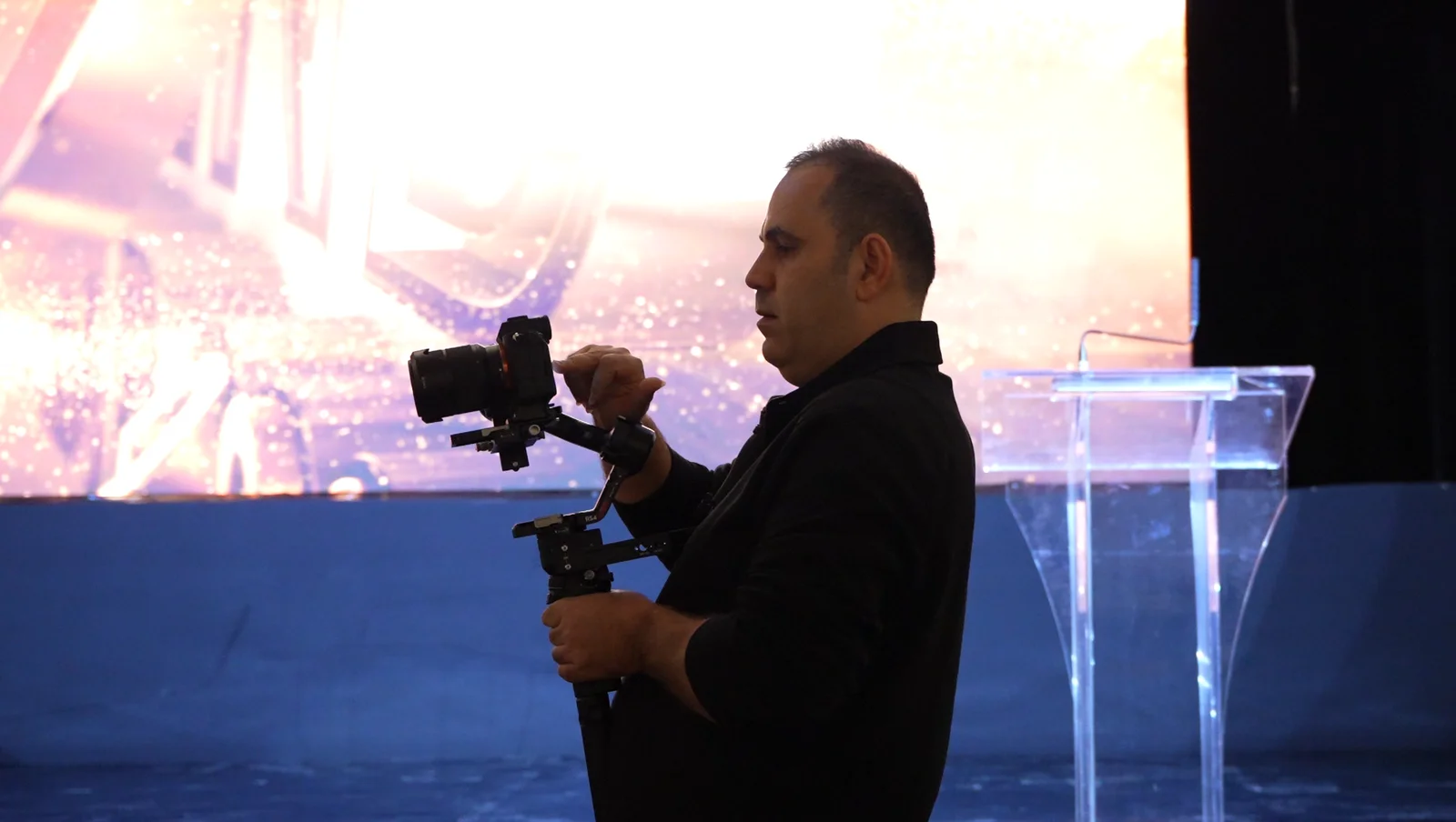 Ronin camera operator in front of the event stage