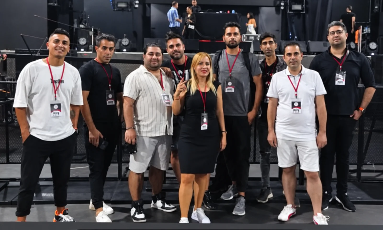 Eight-person backstage technical support team at the Istanbul concert