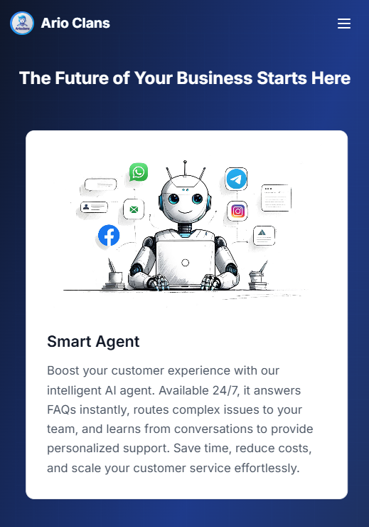 ArioClans mobile website — Smart Agent