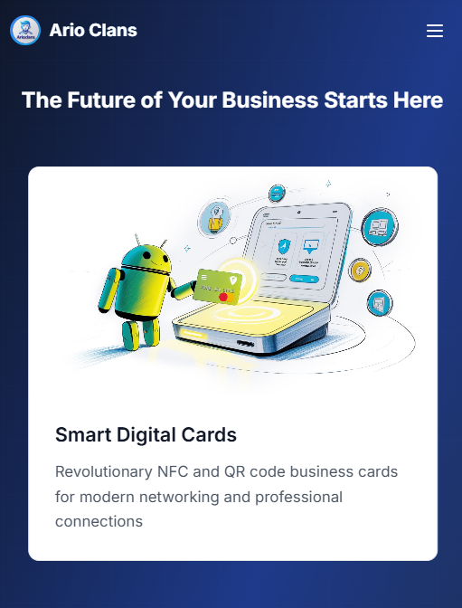 ArioClans mobile website — Smart Digital Cards